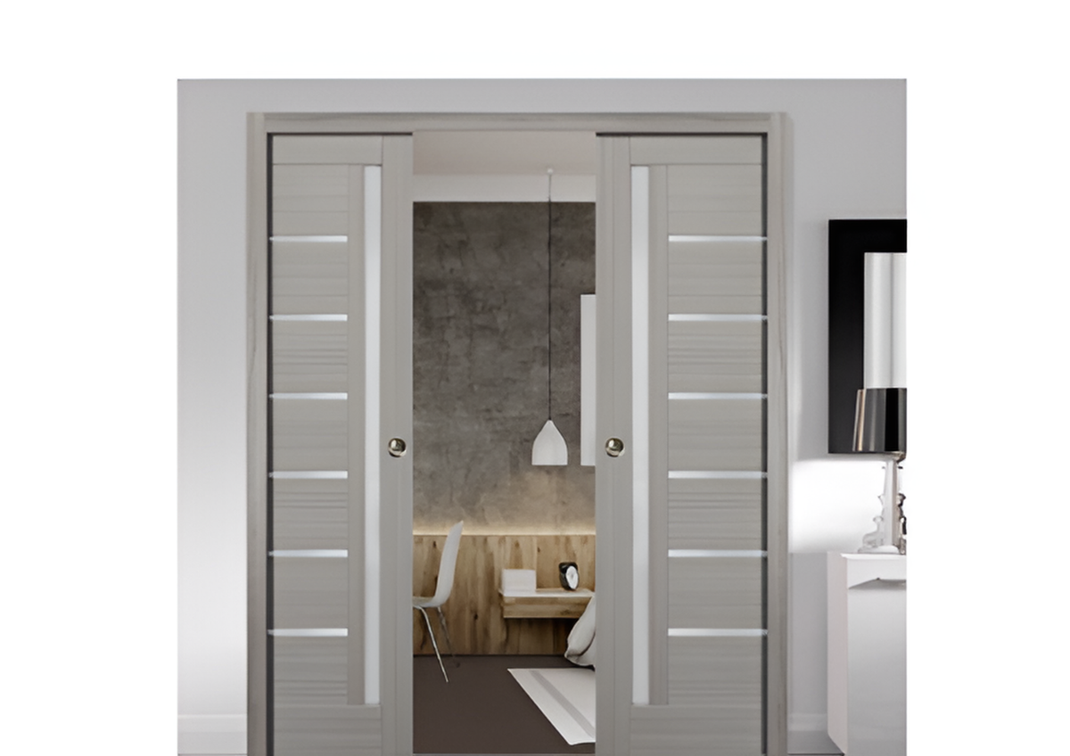  ARKHJEM Double 30''x84'' Frosted Glass Barn Door x 2