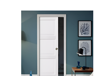 Load image into Gallery viewer, 3-Panel Pocket Door | Lucia 2661 | White Silk - White Silk (6 ft Railing) / 18’’ x 80’’ - pocket Doors