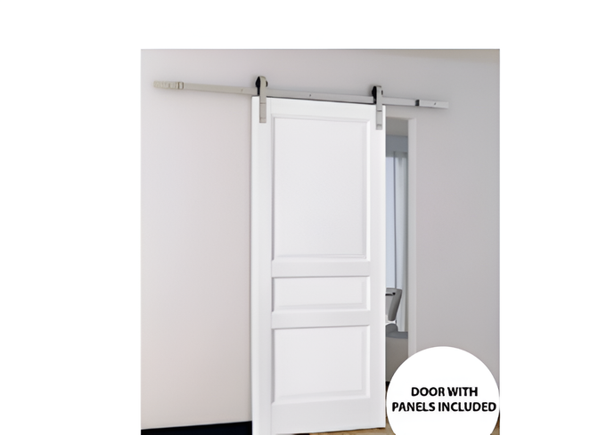 3-Panel Slab Barn Door | Lucia 31 | White Silk - Slab Barn Doors