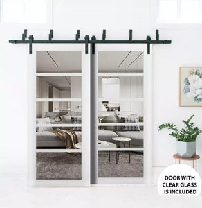 Sliding Closet Barn Bypass Doors Clear Glass | Quadro 4002 | White Silk - Home Doors