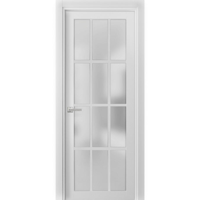 Solid French Door 12 Lites | Felicia 3312 | White Silk - White Silk (Butterfly Hinges) / 18’’ x 80’’ - Home Doors