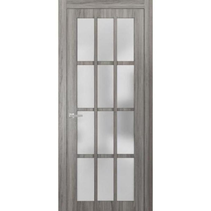 Solid French Door Frosted Glass 12 Lites | Felicia 3312 | Ginger Ash - Ginger Ash (Butterfly Hinges) / 18’’ x