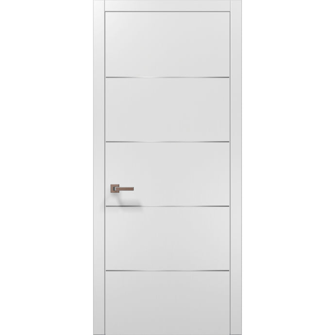 Modern Wood Interior Door with Hardware | Planum 0020 | White Silk - Butterfly Hinges) 18’’x80’’