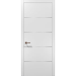 Modern Wood Interior Door with Hardware | Planum 0020 | White Silk - Butterfly Hinges / 18’’ x 80’’ - Home Doors