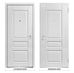 Front Exterior Pre-hung Steel Door | Ballucio 0435 | White Enamel - Doors