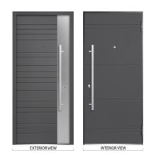 Load image into Gallery viewer, Front Exterior Prehung Steel Door | Right Side Black Glass | Deux 0729 | Gray Graphite - Home Doors