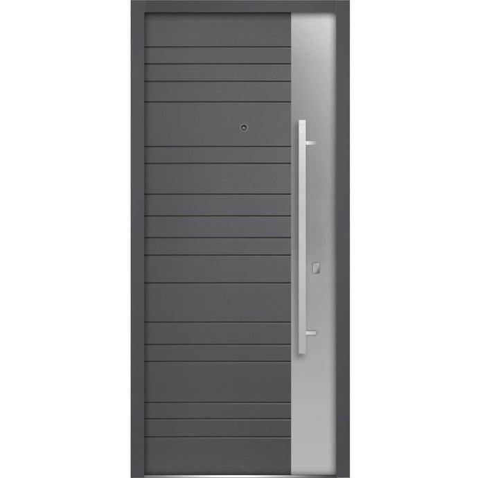 Front Exterior Prehung Steel Door | Deux 0729 | Gray Graphite