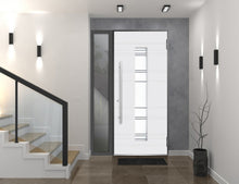 Load image into Gallery viewer, Front Exterior Prehung Steel Door | Right Side Black Glass | Deux 0757 | Gray Graphite - Home Doors