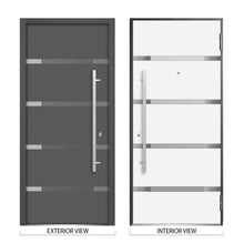 Load image into Gallery viewer, Front Exterior Prehung Steel Door | Left Side Black Glass | Deux 1105 | Gray Graphite