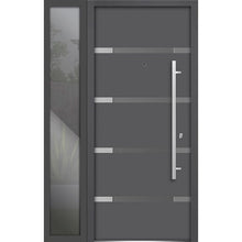 Load image into Gallery viewer, Front Exterior Prehung Steel Door | Left Side Black Glass | Deux 1105 | Gray Graphite