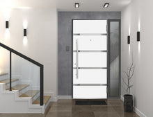 Load image into Gallery viewer, Front Exterior Prehung Steel Door | Left Side Black Glass | Deux 1105 | Gray Graphite