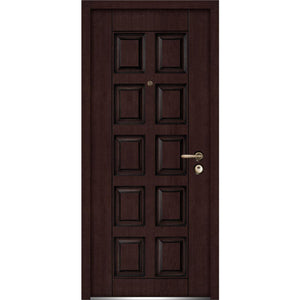 Front Exterior Pre-hung Steel Door | Ballucio 1700 | Dark Brown Oak