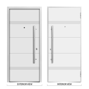 Front Exterior Prehung Steel Door | Right Side White Glass | Deux 1705 | Enamel - Home Doors