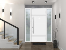 Load image into Gallery viewer, Front Exterior Prehung Steel Door | Right &amp; Left Side White Glass | Deux 1705 | Enamel - Home Doors