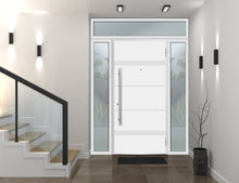 Load image into Gallery viewer, Front Exterior Prehung Steel Door | Top, Right &amp; Left Side White Glass | Deux 1705 | White Enamel