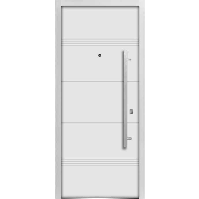 Front Exterior Prehung Steel Door | Deux 1705 | White Enamel - 36’’ x 80’’ Right-Hand Inswing - Home Doors