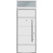 Load image into Gallery viewer, Front Exterior Prehung Steel Door | Top Side White Glass | Deux 1705 | White Enamel