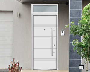 Front Exterior Prehung Steel Door | Top Side White Glass | Deux 1705 | White Enamel