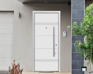 Front Exterior Prehung Steel Door | Deux 1705 | White Enamel
