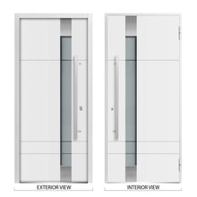 Load image into Gallery viewer, Front Exterior Prehung Steel Door | Right &amp; Left Side White Glass | Deux 1713 | White Enamel