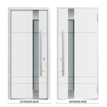 Load image into Gallery viewer, Front Exterior Prehung Steel Door | Left Side White Glass | Deux 1713 | White Enamel