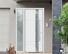 Load image into Gallery viewer, Front Exterior Prehung Steel Door | Left Side White Glass | Deux 1713 | White Enamel