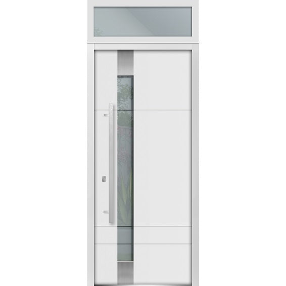 Front Exterior Prehung Steel Door | Top Side White Glass | Deux 1713 | Enamel - 36’’ x 80’’ Right-Hand Inswing