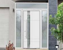 Load image into Gallery viewer, Front Exterior Prehung Steel Door | Top, Right &amp; Left Side White Glass | Deux 1713 | White Enamel