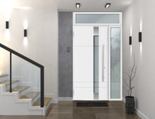 Load image into Gallery viewer, Front Exterior Prehung Steel Door | Top &amp; Left Side White Glass | Deux 1713 | White Enamel