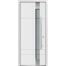 Load image into Gallery viewer, Front Exterior Prehung Frosted Glass Steel Door | Deux 1713 | White Enamel - 36’’ x 80’’ Right-Hand Inswing - Home Doors