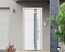 Load image into Gallery viewer, Front Exterior Prehung Frosted Glass Steel Door | Deux 1713 | White Enamel - Home Doors