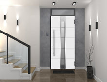 Load image into Gallery viewer, Front Exterior Prehung Steel Door | Top Side Black Glass | Deux 1717 | Gray Graphite - Home Doors