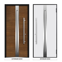 Load image into Gallery viewer, Front Exterior Prehung Steel Door | Right &amp; Left Side Black Glass | Deux 1744 | Natural Oak - Home Doors