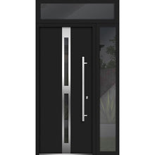 Load image into Gallery viewer, Front Exterior Prehung Steel Door | Top &amp; Right Side Black Glass | Deux 1755 | Enamel - 36 + 12’’ x 80 + 16’’