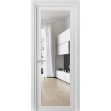 Load image into Gallery viewer, Solid French Door Clear Glass | Lucia 2166 | White Silk - Butterfly Hinges) 18’’ x 80’’ - Home Doors