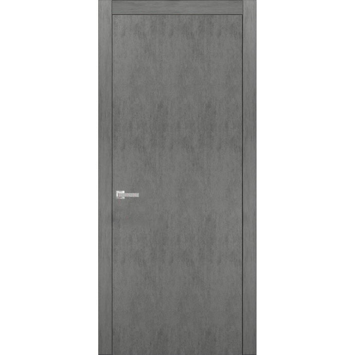 Modern Solid Interior Door with Handle | Planum 0010 | Concrete - 18x80 - Doors