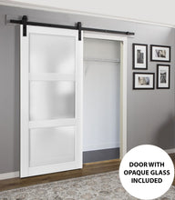 Load image into Gallery viewer, Sliding Barn Door with Hardware | Frosted Glass | Lucia 2552 | White Silk - Home Doors