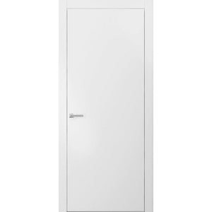 Modern Solid Interior Door with Handle | Planum 0010| White Silk - 18’’ x 80’’ - Doors