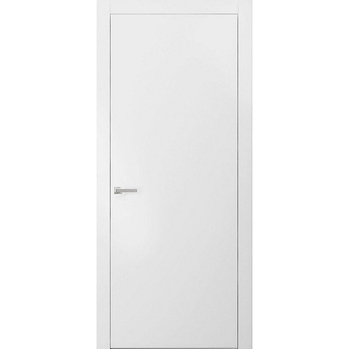 Modern Solid Interior Door with Handle | Planum 0010| White Silk - 18’’ x 80’’ - Doors