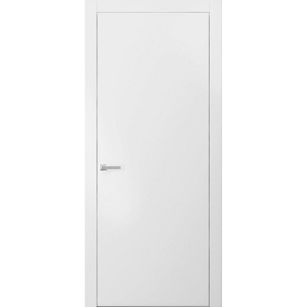 Modern Solid Interior Door with Handle | Planum 0010| White Silk - 18’’ x 80’’ - Doors