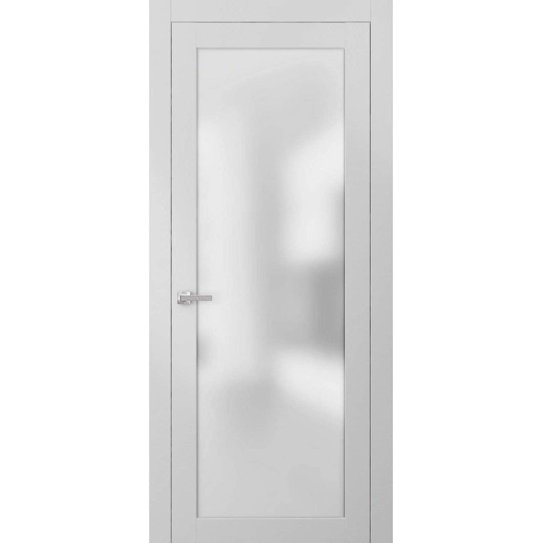 Solid French Door Frosted Glass | Planum 2102 | White Silk