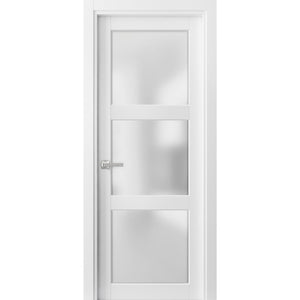 Pantry Kitchen Lite Door | Lucia 2552 | White Silk with Frosted Glass - Panel Doors