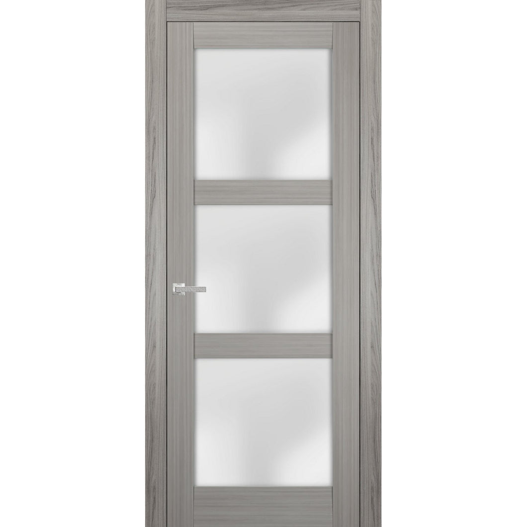 Solid French Door Frosted Glass | Lucia 2552 | Grey Ash