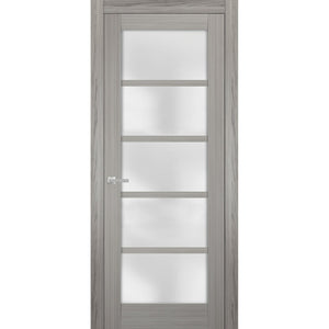 Solid French Door Frosted Glass | Quadro 4002 | Grey Ash