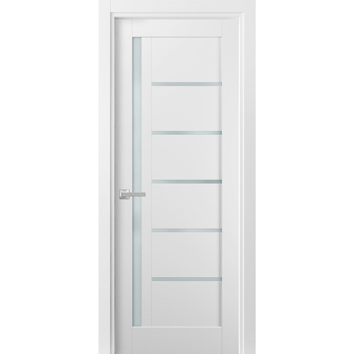 Pantry Kitchen Lite Door with Hardware | Quadro 4088 | White Silk - (Frosted Glass) / Butterfly Hinges / 18’’ x