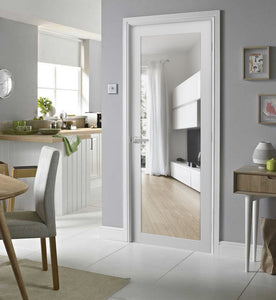 Solid French Door Clear Glass | Lucia 2166 | White Silk - Home Doors