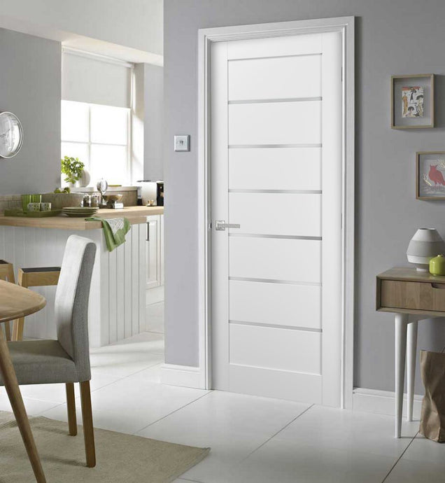 Kitchen Lite Door with Hardware | Quadro 4117 | White Silk - Home Doors