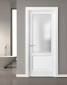 Pantry Lite Door with Hardware | Lucia 22 | White Silk Frosted Glass - Interior Doors