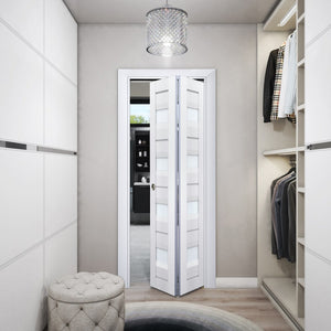Sliding Closet Bi-fold Doors | Veregio 7455 | White Silk
