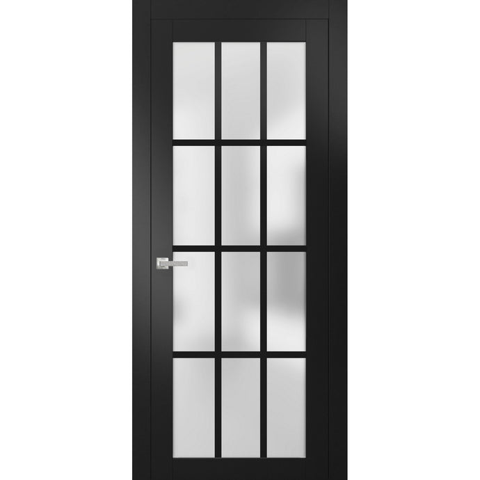 Solid French Door Frosted Glass 12 Lites | Felicia 3312 | Matte Black